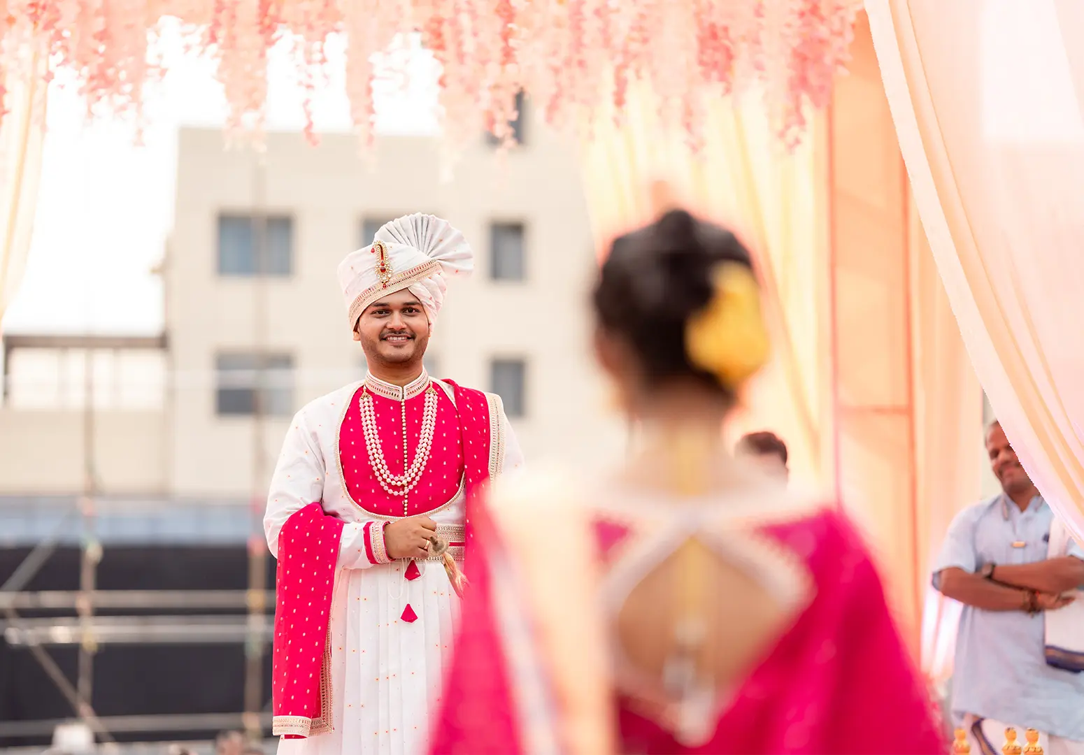 Dhiraj & Pallavi at wedding dome — Germany to Kolhapur