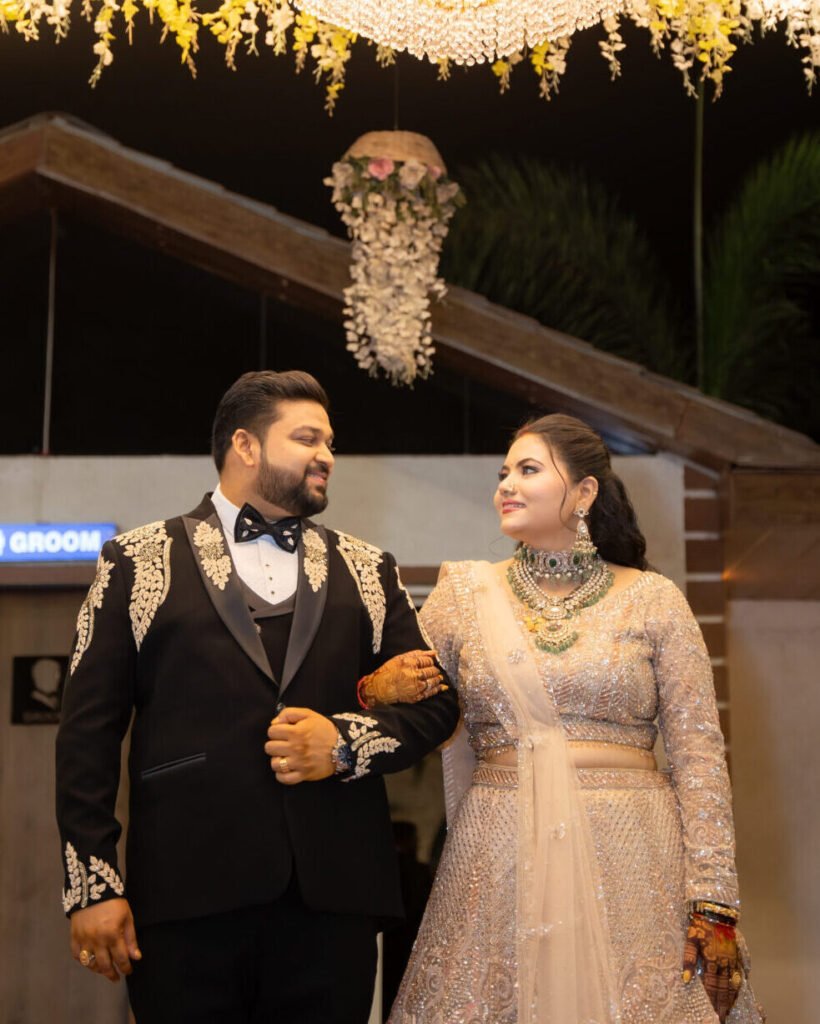 Candid couple portrait of Pournima and Aditya after their wedding at Grand Pavillion Lawn, Thane