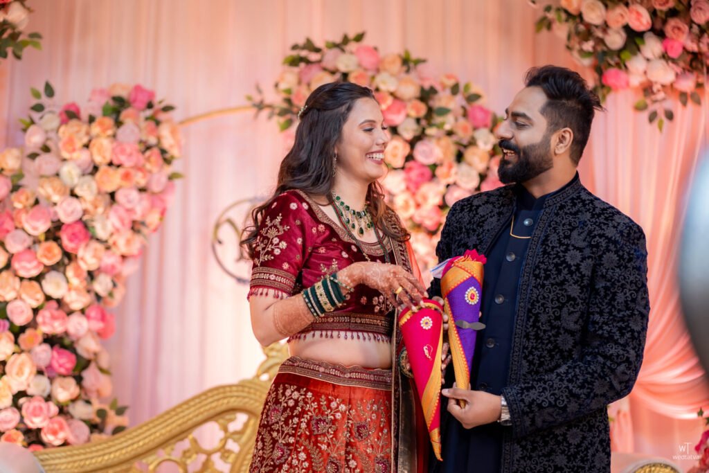 Engagement at thane Yash sharing sakhar with tanaya