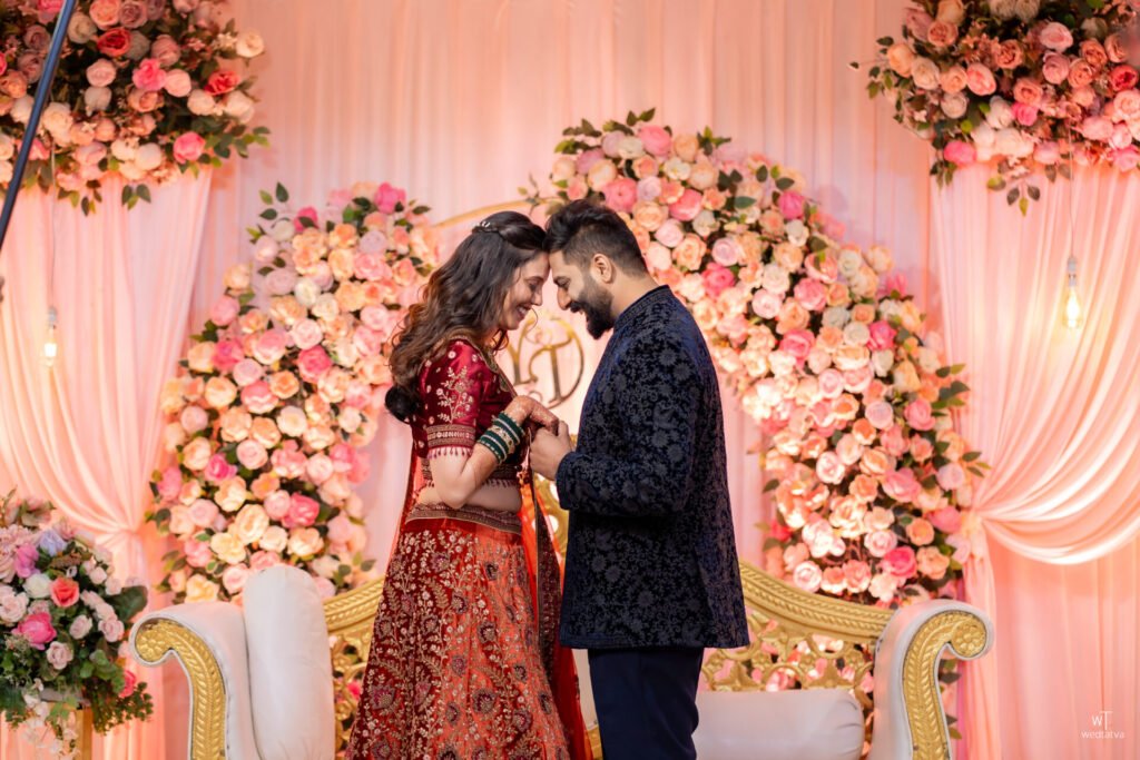 Yash Tanaya couple portrait Shehnai Hall stage decor